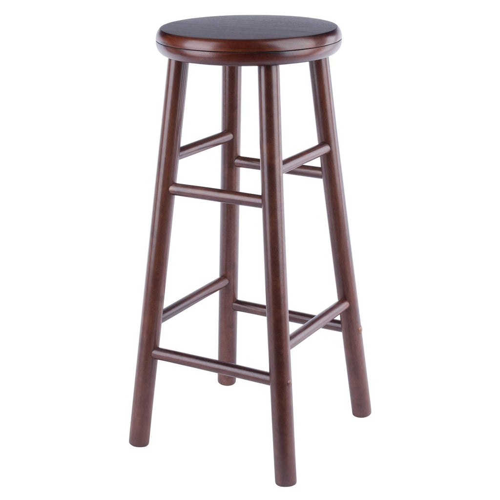 Winsome Shelby 2-Piece Swivel Bar Stools, 30 in, Walnut, Solid Wood