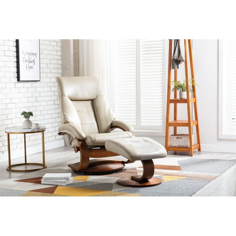 Relax-R Montreal Recliner and Ottoman in Cobble Air Leather