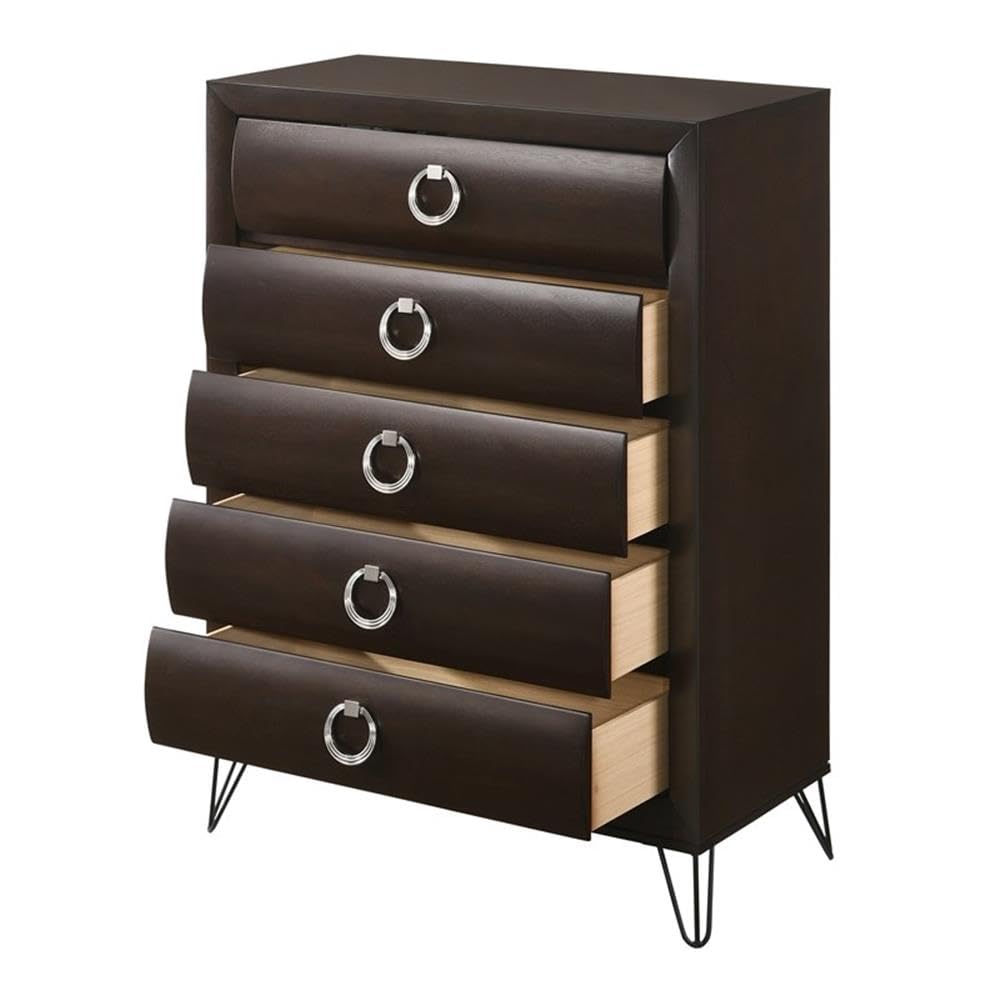 Acme Tablita 5-Drawer Wooden Chest in Dark Merlot