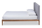Baxton Studio Edmond Modern and Contemporary Grey Fabric Upholstered and Ash Walnut Brown Finished Wood Full Size Platform Bed