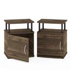 Furinno Jaya End Side Sofa Table/Nightstand With Door, 2-Pack, Pvc Tubes, Columbia Walnut/Black