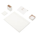 Moog White Leather Desk Set - Desk Pad - Note Paper Holder -Pen Holder - Leather Coaster -Desk Accessories-Desk Organizer - Offi