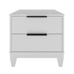Boyd Sleep Bedroom Nightstand Bedside Table: Mackay Two Drawer Storage With Leg Base, White