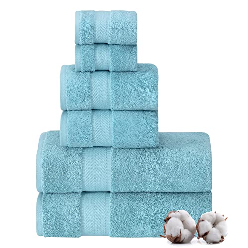 Textilom 100% Turkish Cotton 6 Pcs Bath Towel Set, Luxury Bath Towels For Bathroom, Soft & Absorbent Bathroom Towels Set (2 Bath