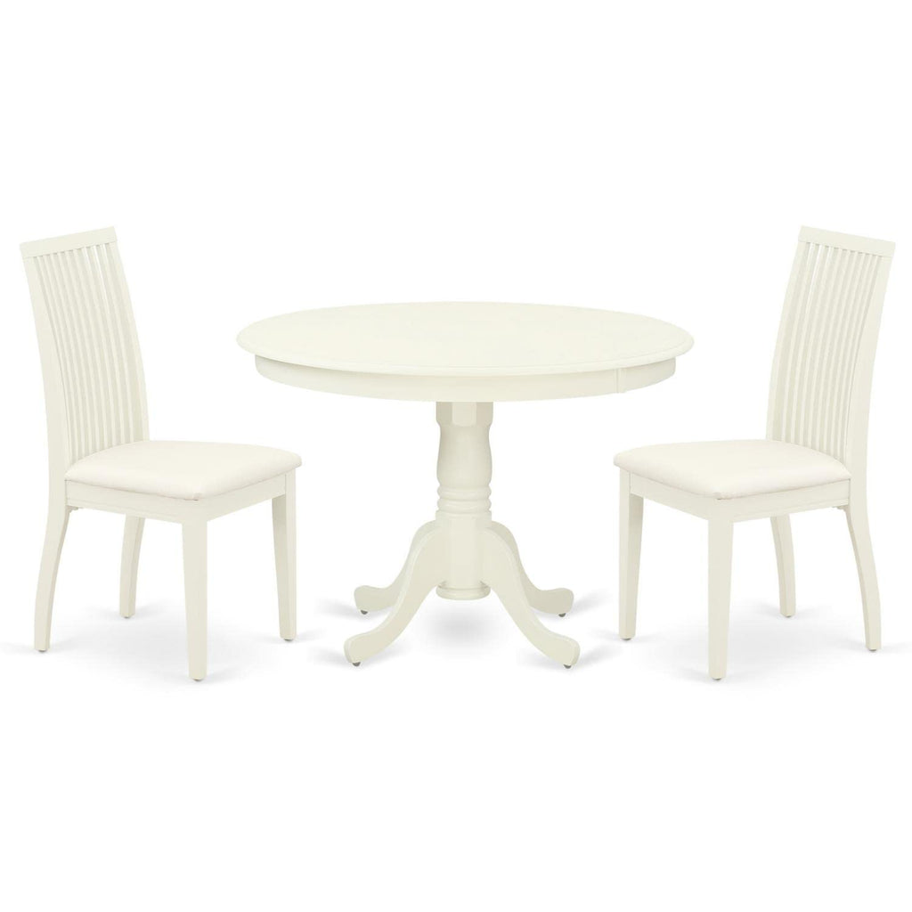 East West Furniture HLIP5-BMK-W 5 Piece Dining Room Furniture Set Includes a Round Kitchen Table with Pedestal and 4 Dining Chairs, 42x42 Inch, Buttermilk & Cherry