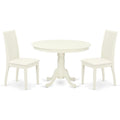 East West Furniture HLIP5-BMK-W 5 Piece Dining Room Furniture Set Includes a Round Kitchen Table with Pedestal and 4 Dining Chairs, 42x42 Inch, Buttermilk & Cherry