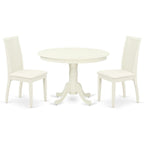 East West Furniture HLIP5-BMK-W 5 Piece Dining Room Furniture Set Includes a Round Kitchen Table with Pedestal and 4 Dining Chairs, 42x42 Inch, Buttermilk & Cherry