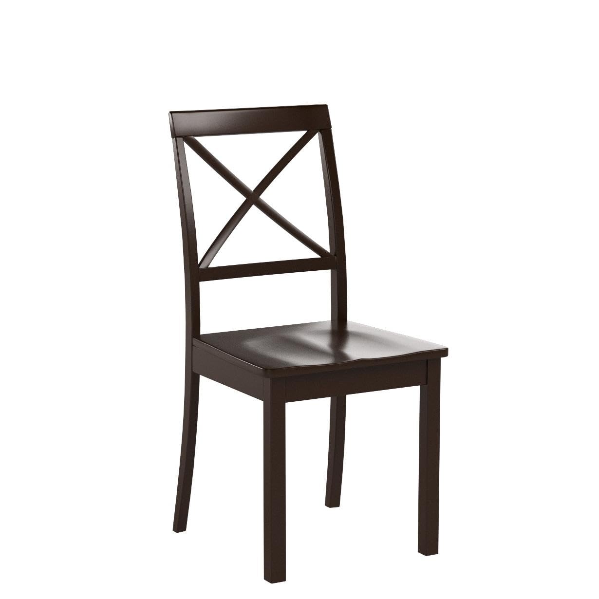 East West Furniture BOC-CAP-W Boston Dining Room Chairs - Cross Back Solid Wood Seat Chairs, Set of 2, Cappuccino