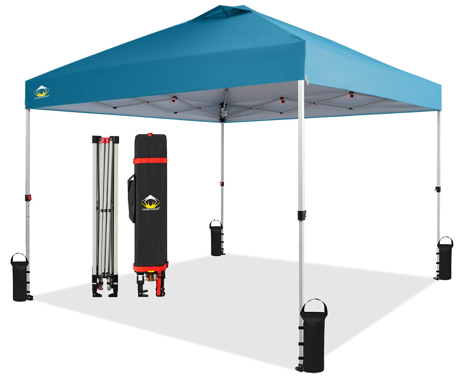Crown Shades 10X10 Pop Up Canopy, Patented Center Lock One Push Instant Popup Outdoor Canopy Tent, Newly Designed Storage Bag, 8