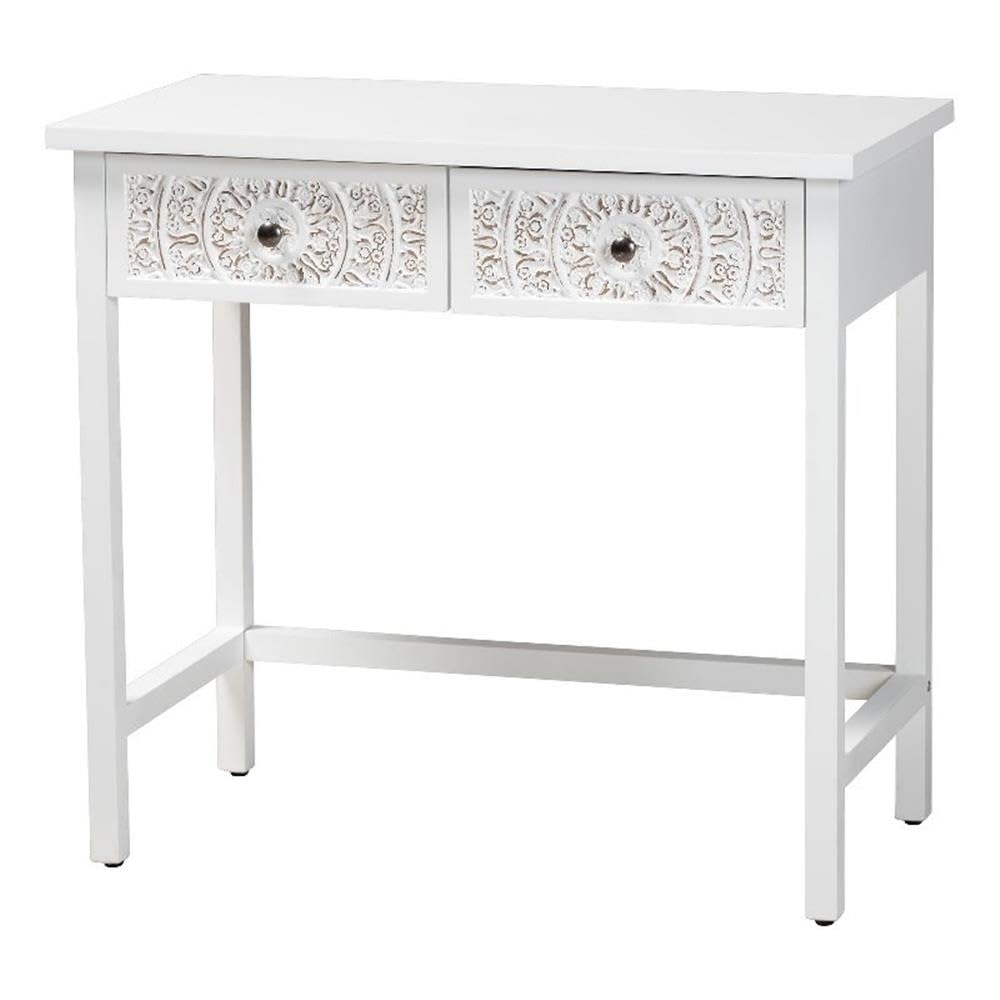 Baxton Studio Yelena 33.5-inch W x 17.7-inch D Console Table, White/Chrome (236-13336-HiT)