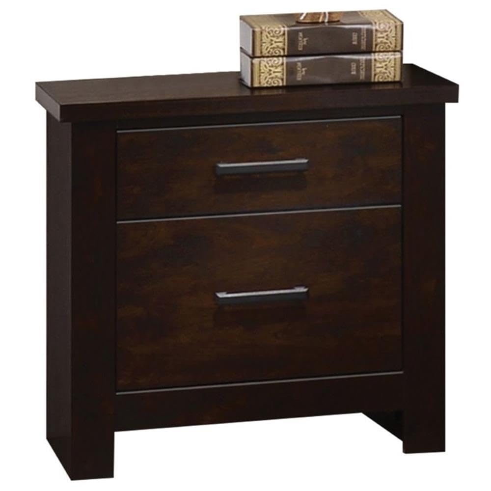 Acme Panang Square 2 Drawers Nightstand in Mahogany