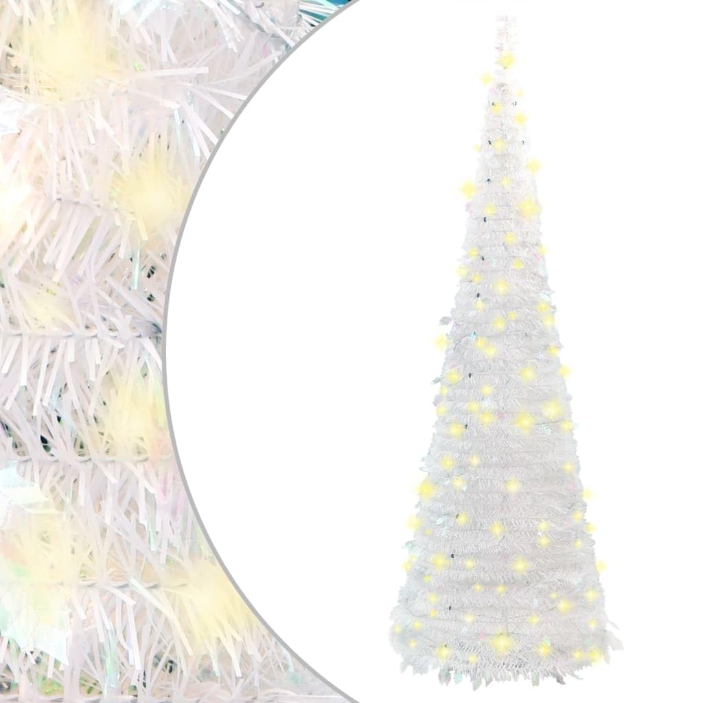 Christmas Tree Artificial Christmas Tree with Stand Pop-up 150 LEDs White vidaXL