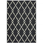 HomeRoots Polypropylene 3’x5’ Black and Ivory Trellis Indoor Outdoor Area Rug
