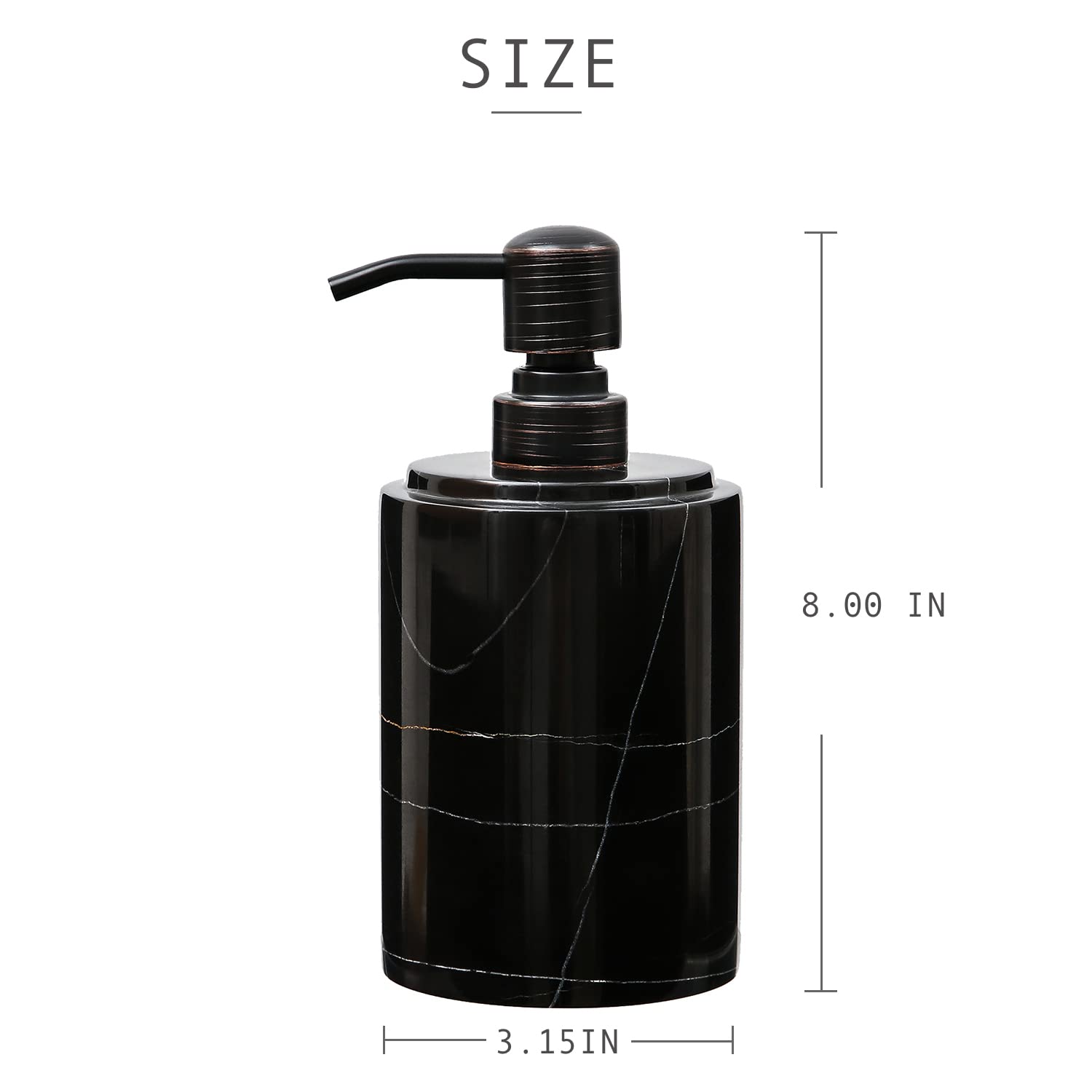 Jimei Black Marble Soap Dispenser Hand Or Dish For Bathroom & Kitchen - Decorative Natural Marble Stone Liquid Soap/Lotion Dispe