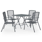 vidaXL Patio Dining Set 5 Piece, Outdoor Dining Set for 4, Table and Chair for Garden Backyard, Dining Chair, Industrial Style, Steel Anthracite