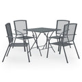 vidaXL Patio Dining Set - 5 Piece Anthracite Steel Dining Set with E-Coated and Powder-Coated Finish - Foldable and Stackable Ou