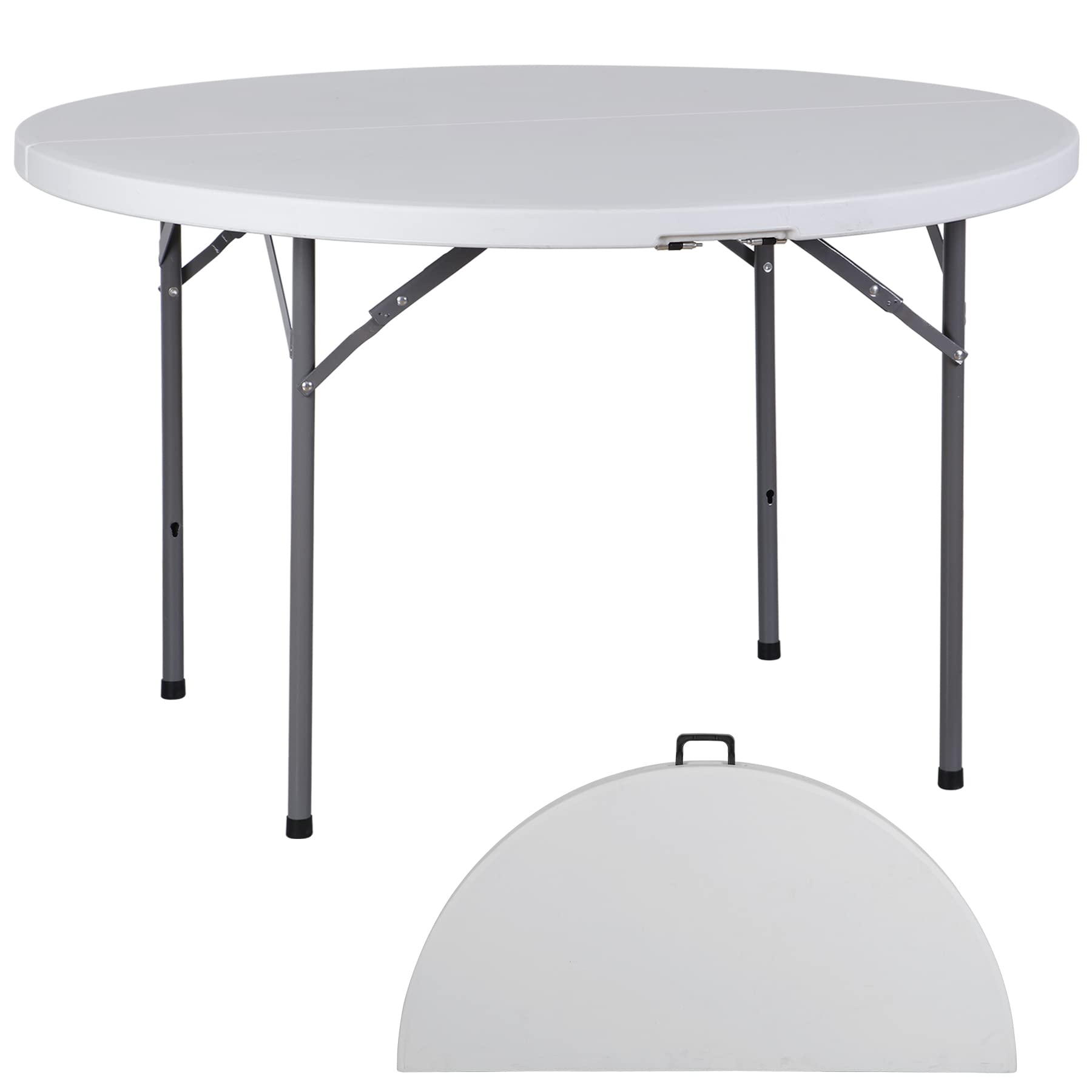 Zenstyle Folding Table, Indoor Outdoor Portable Plastic Dining Card Table Utility Table For Camping Dining Event Party, White (Round, 48'X48')