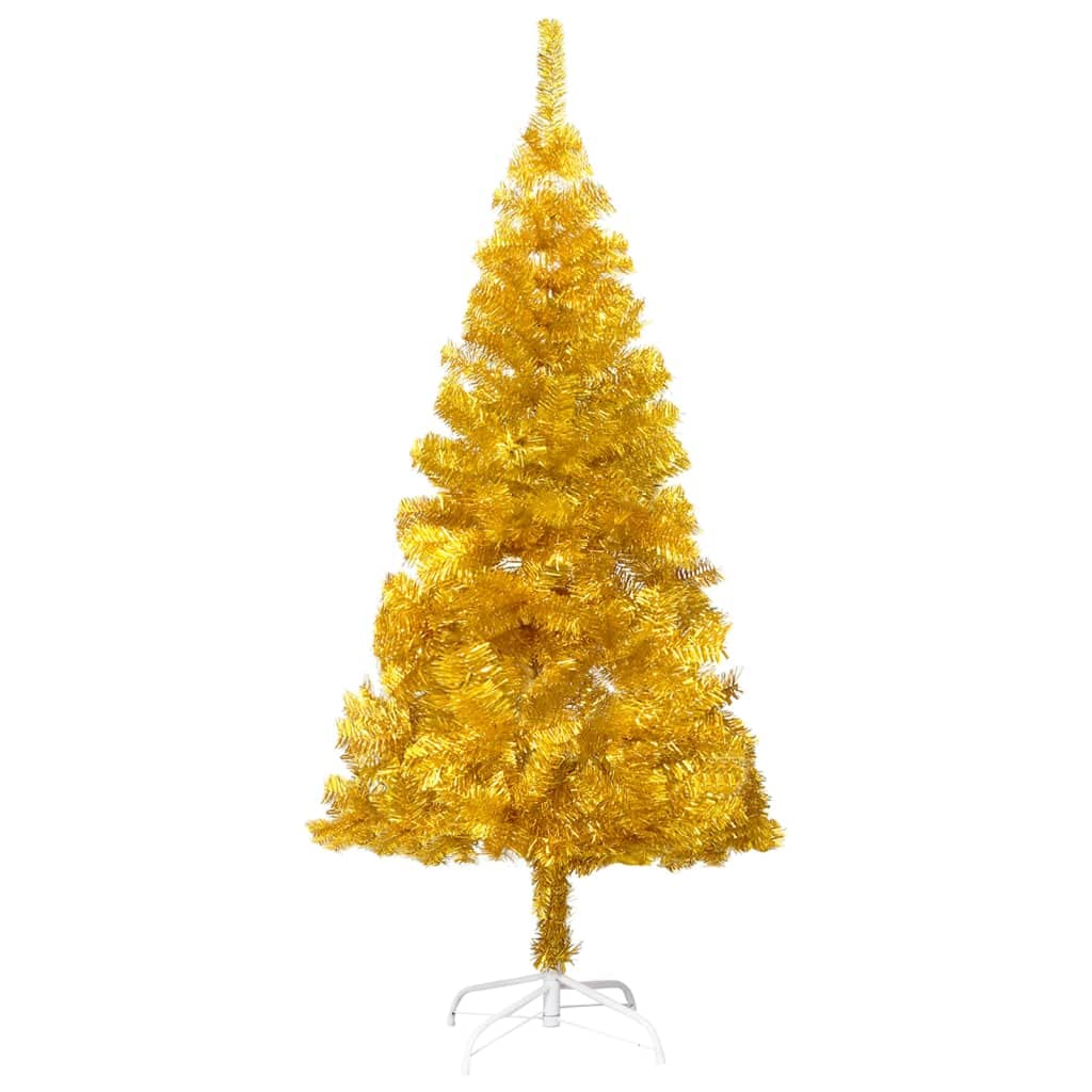 'vidaXL 5ft Gold PET Artificial Christmas Tree with Stable Steel Stand - Lifelike Indoor/Outdoor Festive Centerpiece - Easy Assembly