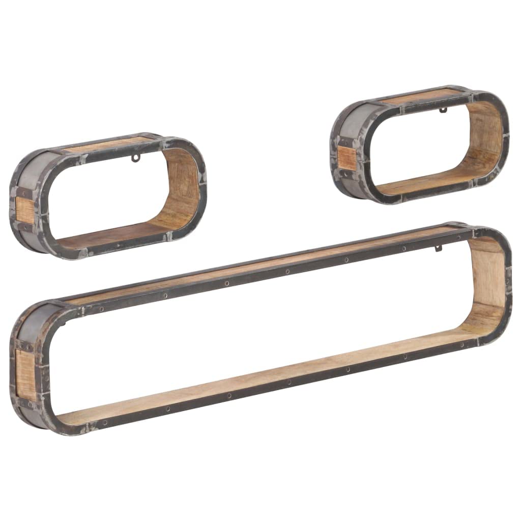 SKM 3 Piece Wall Shelf Set Solid Mango Wood