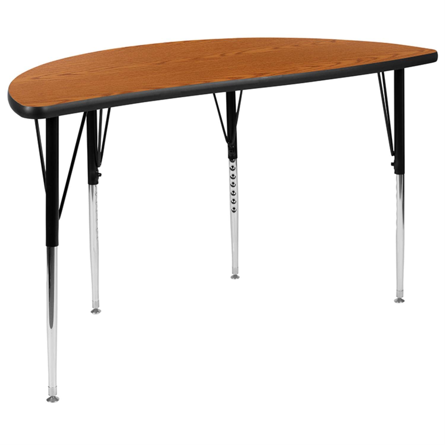 Flash Furniture 3 Piece 76" Oval Wave Collaborative Oak Thermal Laminate Activity Table Set - Standard Height Adjustable Legs