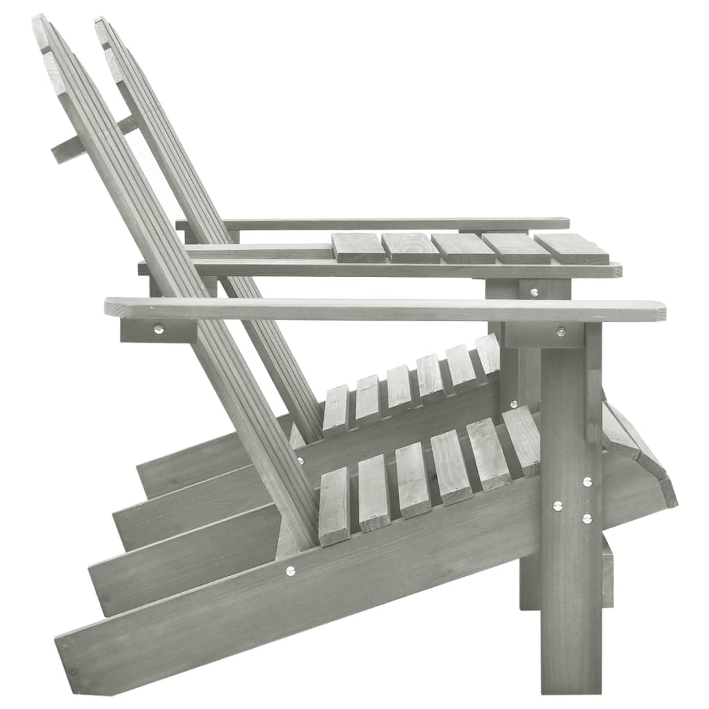 vidaXL Solid Fir Wood Patio Adirondack Chairs with Tea Table Set, Weather Resistant, Comfortable Ergonomic Design, Gray