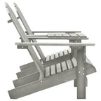 vidaXL Solid Fir Wood Patio Adirondack Chairs with Tea Table Set, Weather Resistant, Comfortable Ergonomic Design, Gray