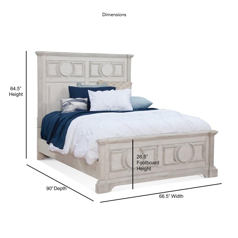 American Woodcrafters Brighten Antique White Wood Queen Panel Bed
