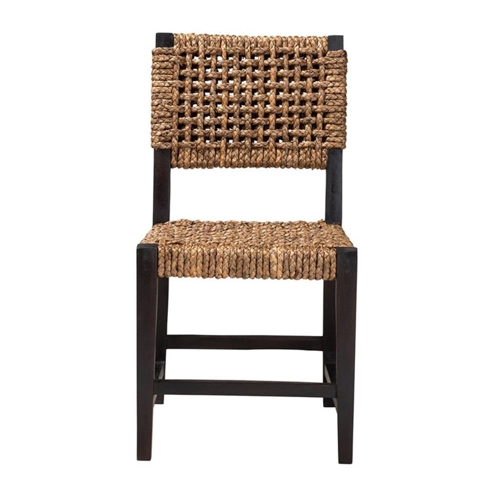 Baxton Studio Alise Modern Bohemian Dark Brown Mahogany Wood And Banana Fiber Dining Chair