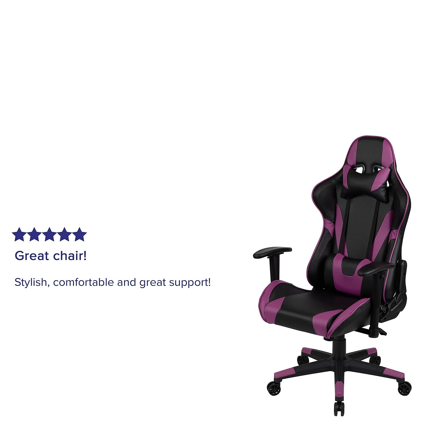 Flash Furniture X20 Gaming Chair Racing Office Ergonomic Computer PC Adjustable Swivel Chair with Fully Reclining Back in Purple LeatherSoft