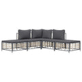 vidaXL 4-Piece Outdoor Patio Lounge Set in Anthracite - Modular Sofas with Thick Cushions, Durable Poly Rattan Frame for Garden/Terrace