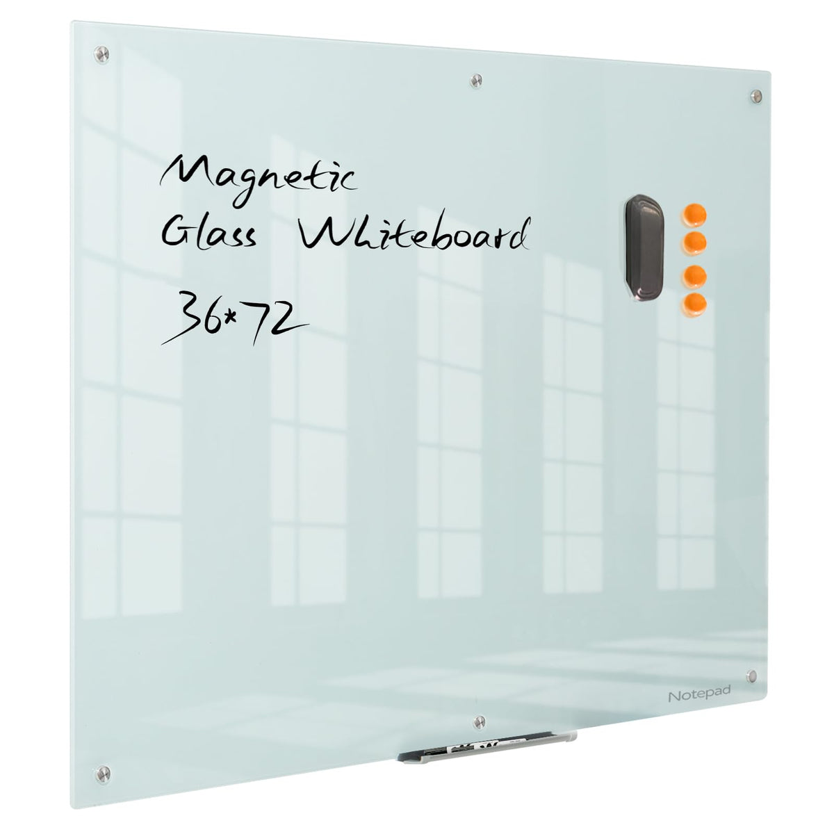 Glass Whiteboard 36 * 72Inches Magnetic Wall Mounted Glass Whiteboard, Large Frameless Glass White Board For Wall Office, Home &