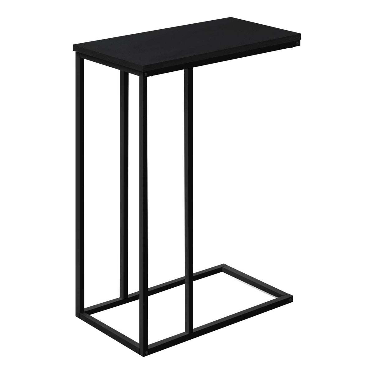 Monarch Specialties 3761 Accent Table, C-shaped, End, Side, Snack, Living Room, Bedroom, Metal, Laminate, Black, Contemporary, Modern Table-25, 15.75' L x 9.45' W x 24' H