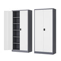 Fesbos Metal Storage Cabinet-72” Tall Steel File Cabinets With Lockable Doors And Adjustable Shelves-White&Gray Steel Storage Cabinet For Home Kitchen, Office, Garage