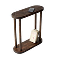 GENESIS WOODESIGN Oval Solid Wood Narrow Side Table, Slim End Table, Small Coffee Table (Dark Walnut, Large)