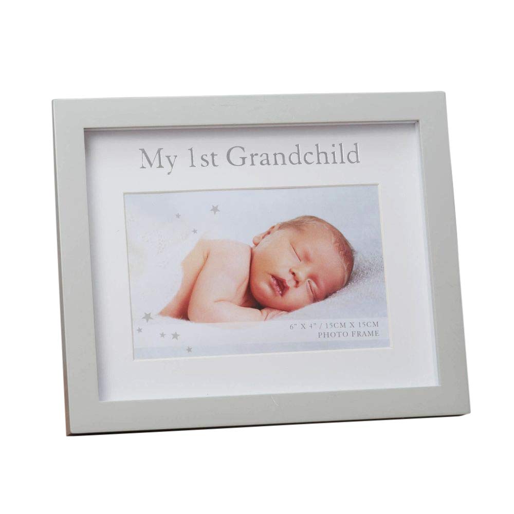 Happy Homewares My First Grandchild Grey MDF 6 x 4 Picture Frame with White Matt Insert