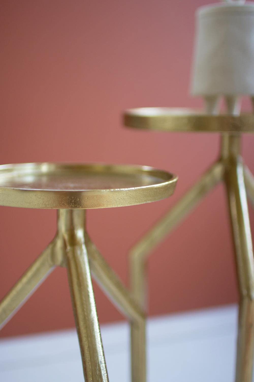 KALALOU Set of Two Aluminum Cocktail Tables with Antique Brass NTK1015