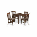 East West Furniture Oxford 5 Piece Dining Set Includes a Square Solid Wood Table and 4 Linen Fabric Kitchen Room Chairs, 36x36 Inch, Mahogany