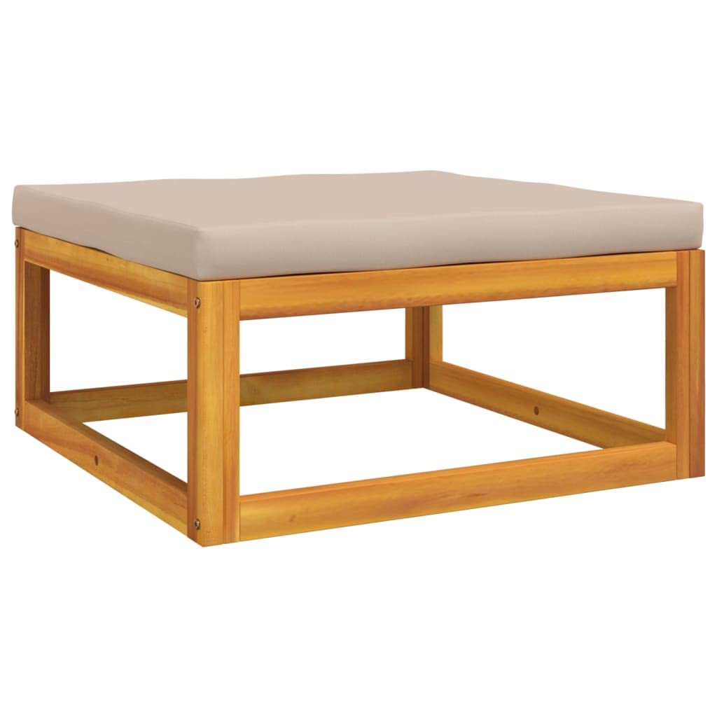 vidaXL Patio Furniture Set - 11 Piece Solid Acacia Wood Lounge Set with Coffee Table - Taupe Cushions