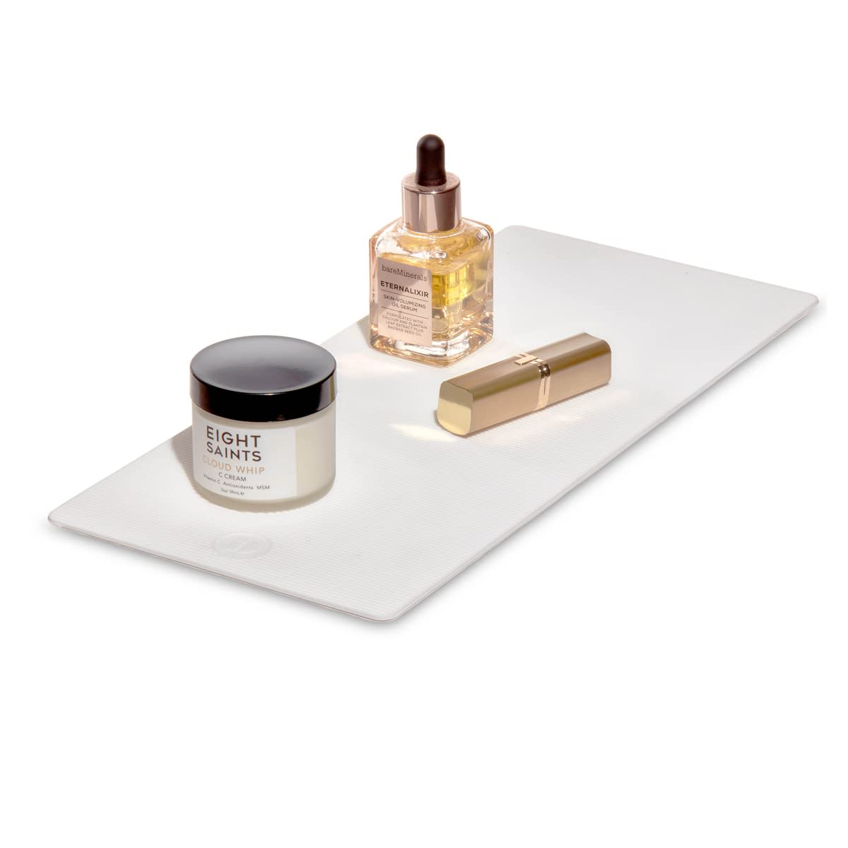 Idesign The Sarah Tanno Collection Heat-Resistant Silicone Mat For Cosmetic Drawer Organizers, White