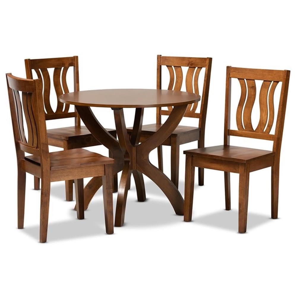 Baxton Studio Karla Modern and Contemporary Transitional Walnut Brown Finished Wood 5-Piece Dining Set