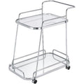 Acme Aegis 2 Glass Tier ShelvesServing Cart with Wheels in Clear and Chrome