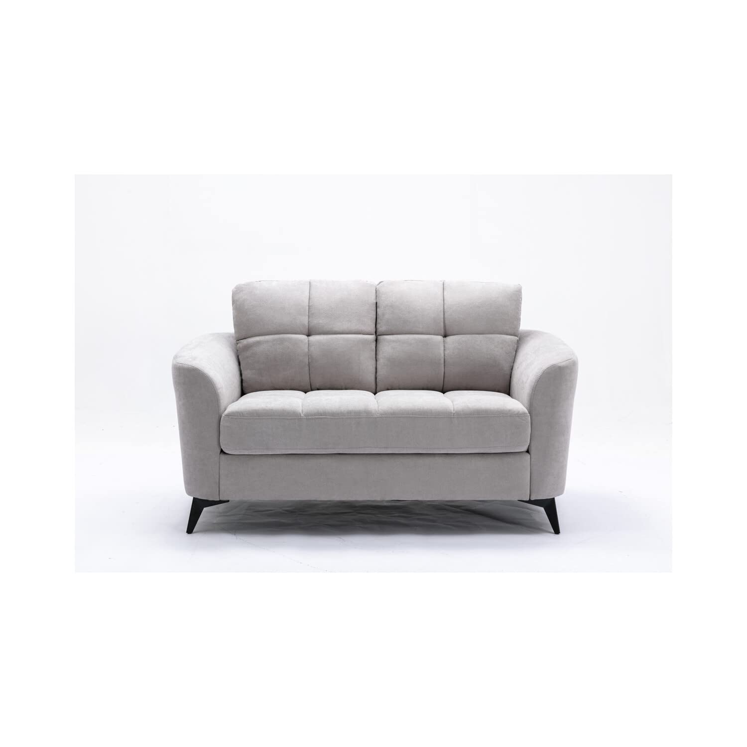 Lilola Home Callie Light Gray Velvet Fabric Loveseat