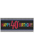 Must-Have Chevron and Stripes 40th Birthday Party Giant Sign Banner Decoration, Multi , 65x20 Paper