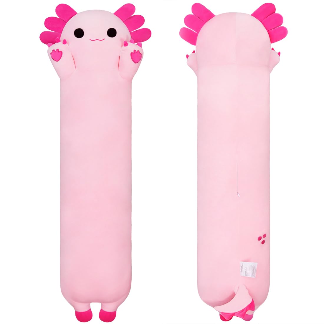 SSausudols 35.4    Long Axolotl Plush Body Pillow - Cute Stuffed Animal, Soft Cuddly Plush Toy, Ideal Gift for Family, Friends &