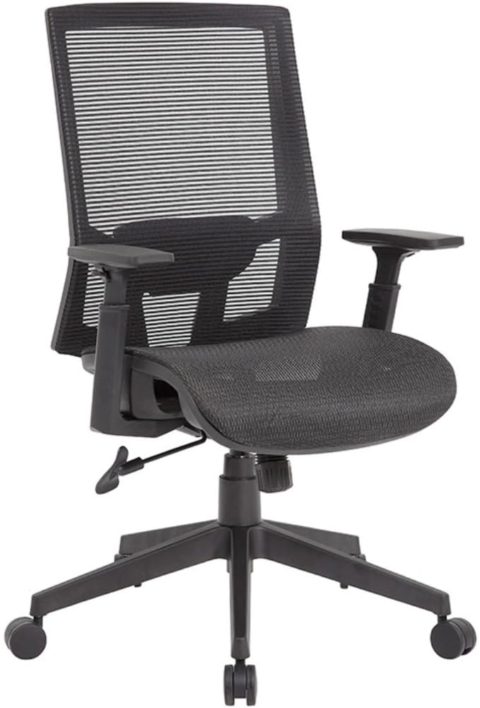 Boss Office Mesh Back Fabric Task Chair With Adjustable Arm In Black