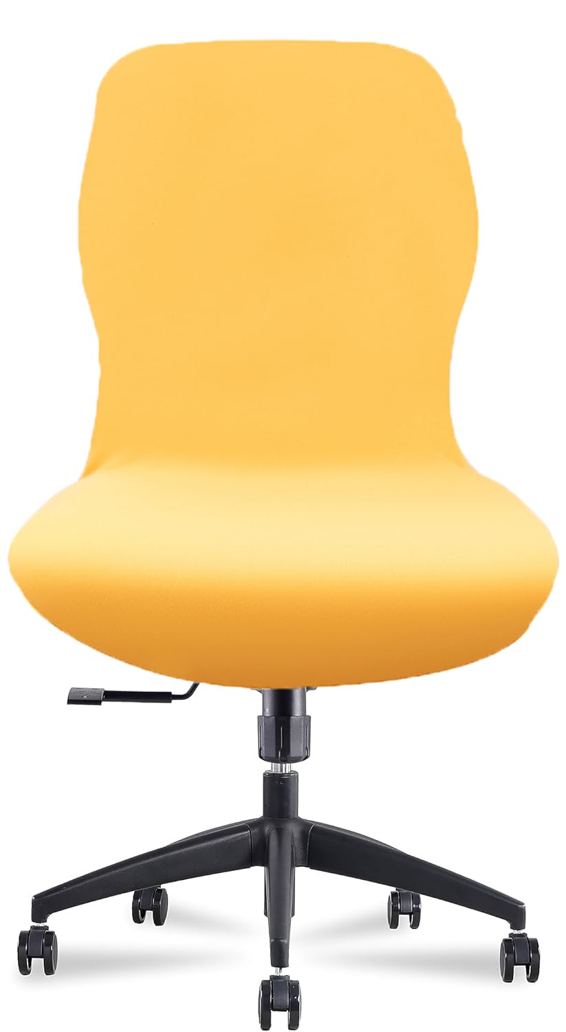 Deisy Dee Velvet Stretch Armless Office Chair Covers - Colorful Stretch Slipcover For Desk Chairs (Golden)