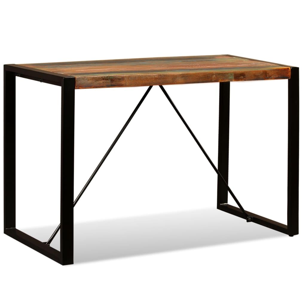 vidaXL 47.2&quot; Solid Reclaimed Wood Dining Table with Powder-Coated Steel Legs - Unique, Eco-Friendly, Easy Assembly, Industrial Style Kitchen Furniture