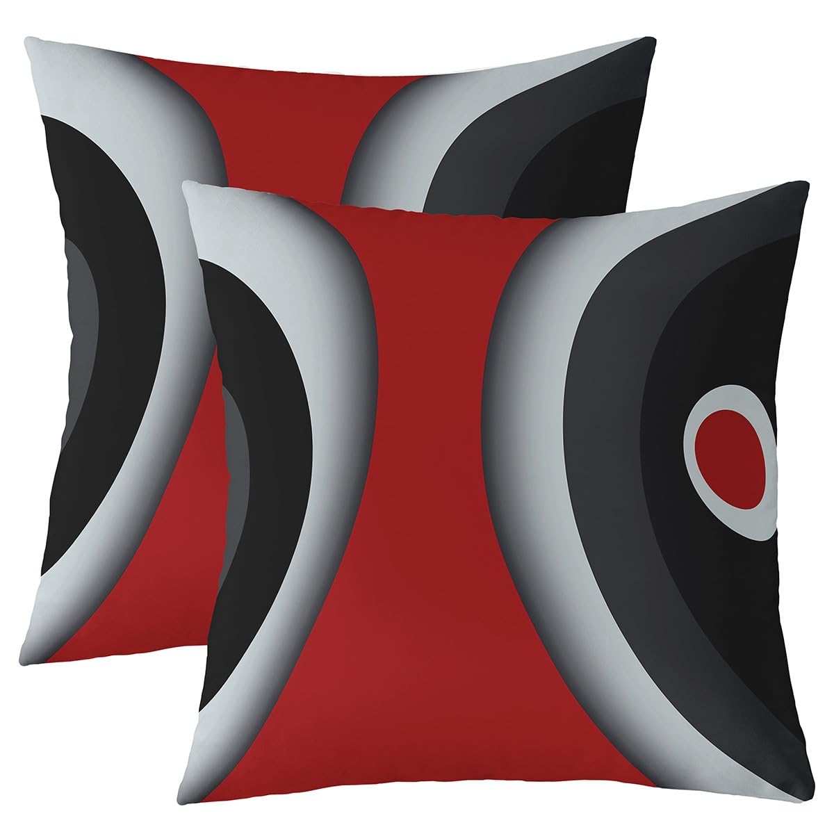 Modern Abstract Throw Pillow Covers 24x24 Set of 2 Soft Red Stripes Gray Black White Pillow Cases Cushion Covers For Living Room