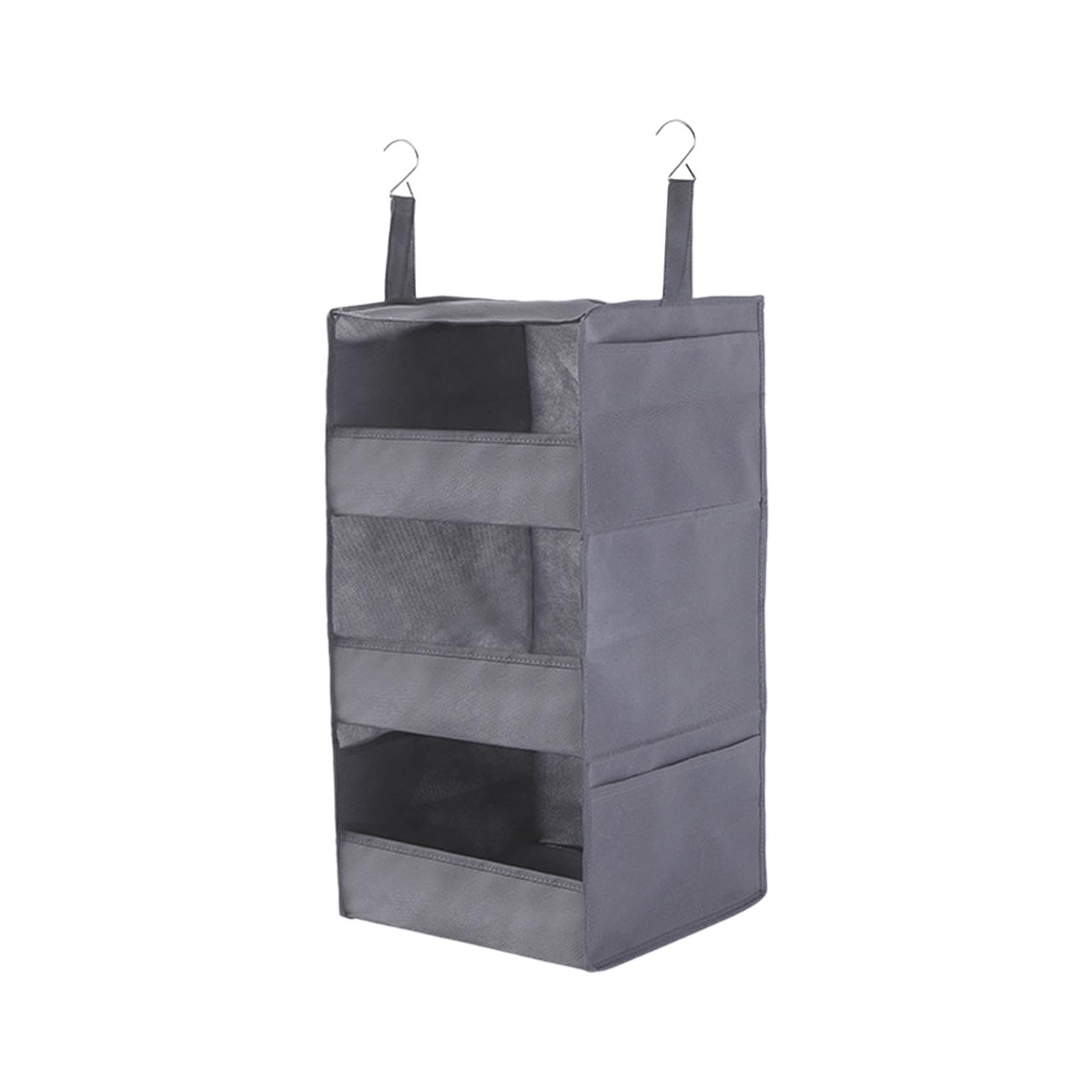 Club Bollywood Hanging Closet Organizer With 3 Large Pockets For Sundries Plush Toy Clothes Grey| Household Supplies & Cleaning 