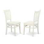 East West Furniture HLGR3-LWH-W 3 Piece Kitchen Table Set for Small Spaces Contains a Round Dining Room Table with Pedestal and 2 Dining Chairs, 42x42 Inch, Linen White